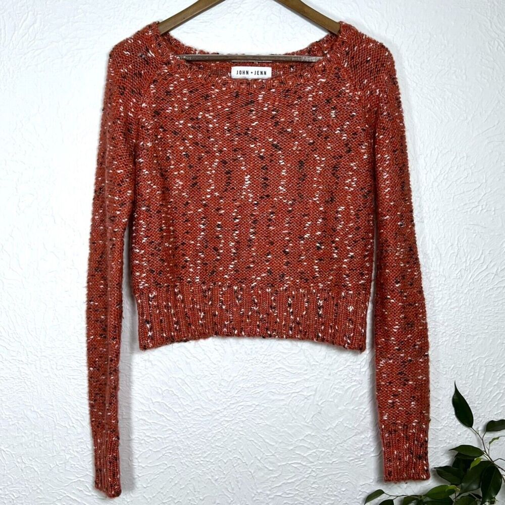 Anthropologie John + Jenn Women's XS Apple Blossom Red Marled Cropped Sweater - Picture 2 of 11